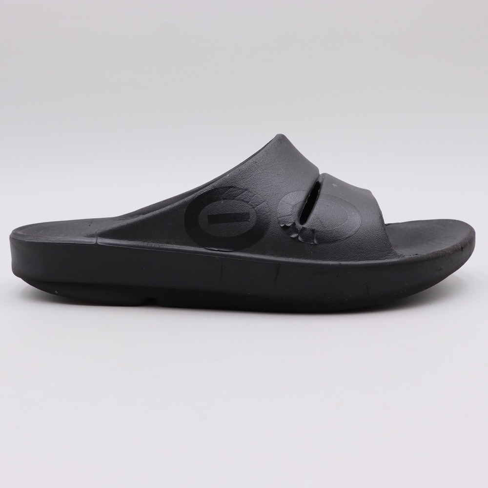 Oofos OOahh Sport Black Recovery Slide Sandals Women's 8 Men's 7 Comfort Casual